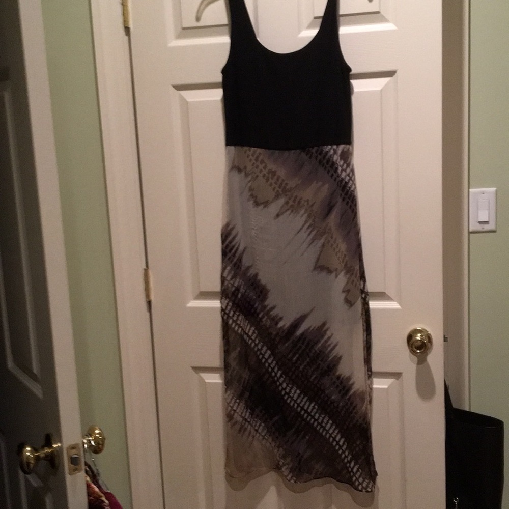 Vince Camuto black/brown sheer maxi dress.